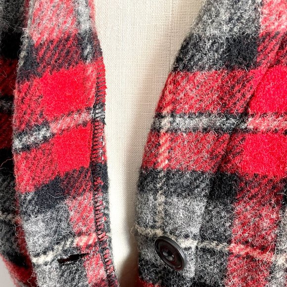 Red, gray and black plaid wool vest - Eddie Bauer - size small - Picture 5 of 7